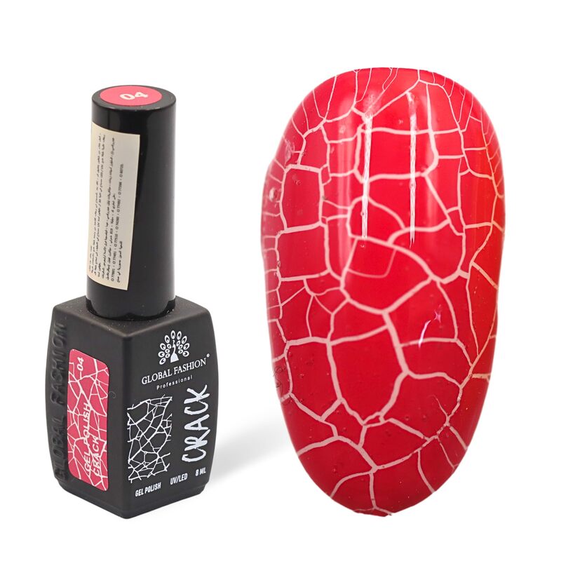 Global Fashion Professional Captivating Cracked Effects Gel Nail Polish, 8ml, No. 04, Red