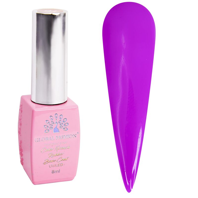 Global Fashion Professional Neon Base Coat Nail Polish, Non-Toxic Nail Treatment Vegan Cruelty Free, 8ml, 06, Purple