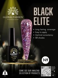 Global Fashion Professional Black Elite Gel Nail Polish, 8ml, 149, Purple