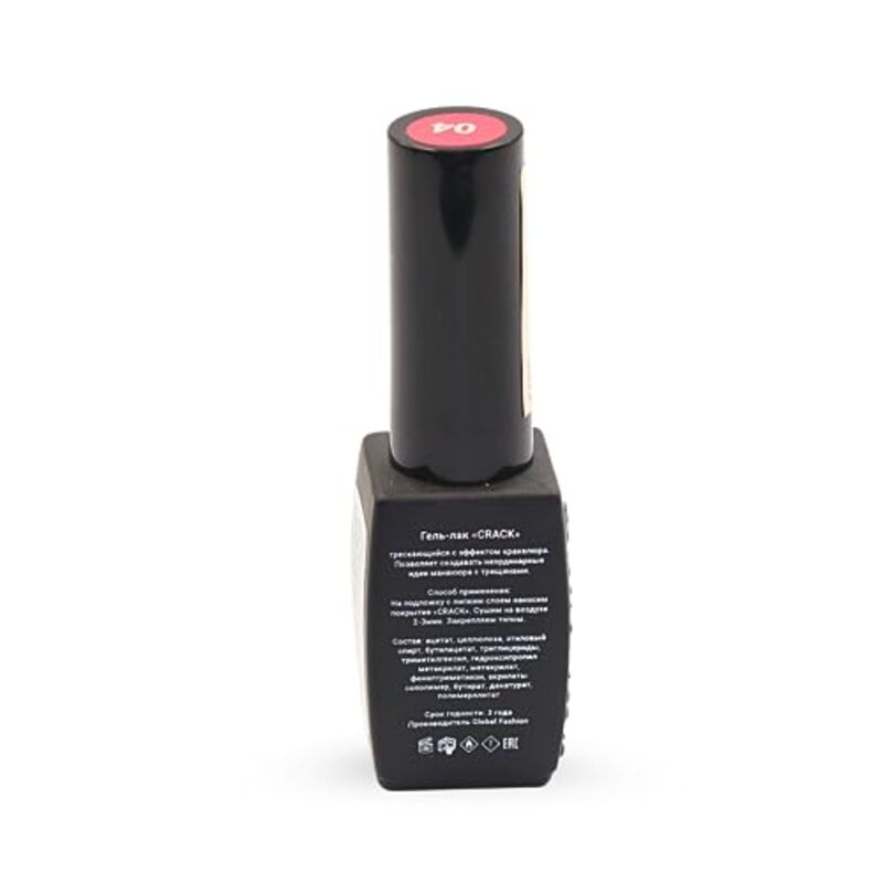 Global Fashion Professional Captivating Cracked Effects Gel Nail Polish, 8ml, No. 04, Red