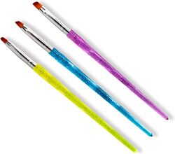 Global Fashion Professional Nail Art Brush Kit with Flat & Oval Brushes Flat Synthetic Kit 2, Multicolour