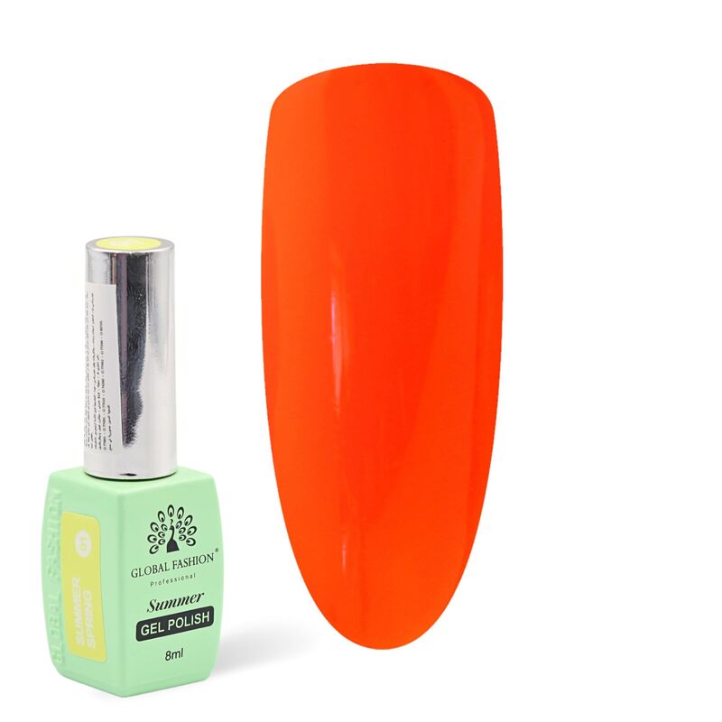 Global Fashion Professional Summer/Spring 36 Colors Collection Gel Nail Polish, Long Lasting Non-Toxic, 8ml, 13, Orange