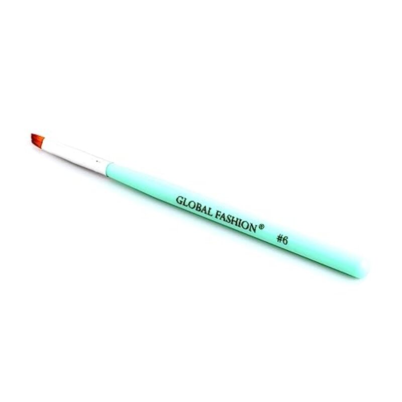 Global Fashion Professional Flat Synthetic Nail Art Brush, #6, Blue