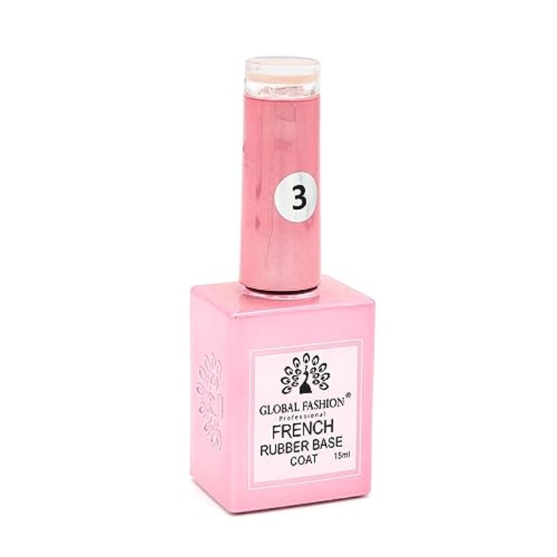 Global Fashion Professional French Rubber Long-Lasting, Durable & Chip-Resistant Gel Nail Polish Base Coat, 03, Pink