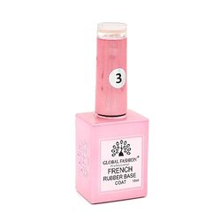 Global Fashion Professional French Rubber Long-Lasting, Durable & Chip-Resistant Gel Nail Polish Base Coat, 03, Pink
