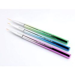 Global Fashion Professional Nail Art Design Brushes Set, 3 Pieces, Multicolour