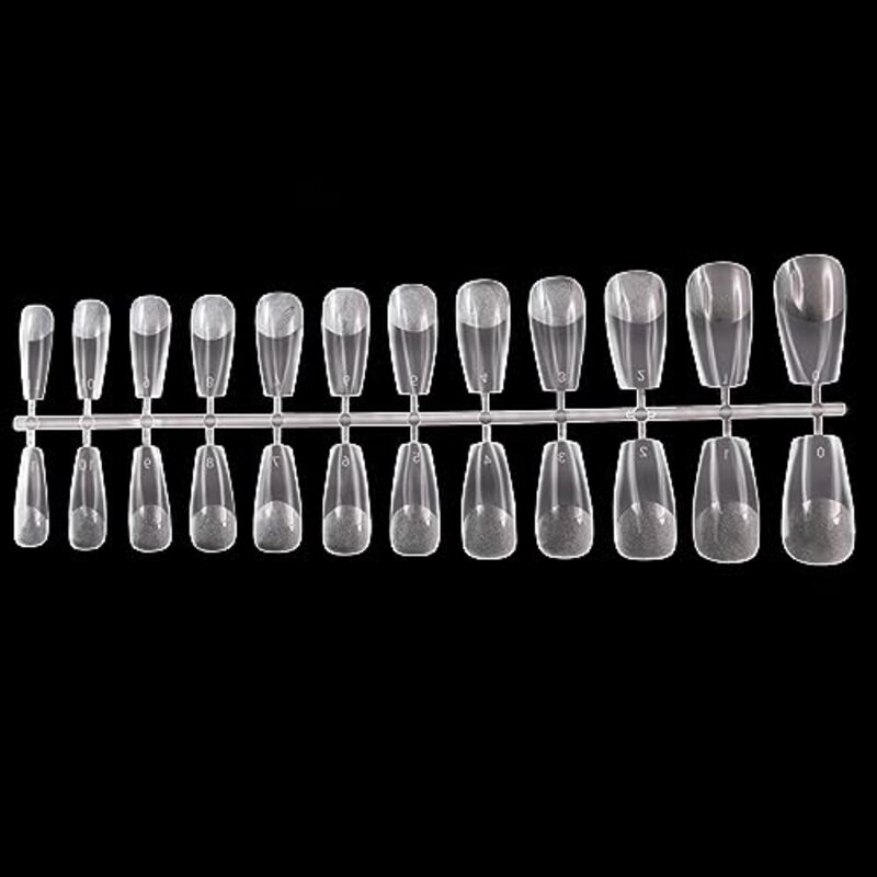 Global Fashion Professional Multi-Shape Gel Tips, 504 Pieces, M-Ballerina, Clear