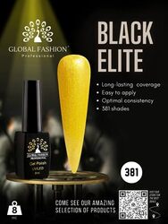 Global Fashion Professional Black Elite Gel Polish, 8ml, 381, Yellow