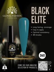 Global Fashion Professional Black Elite Gel Nail Polish, 381 Colors of Long-Lasting Elegance, 8ml, 360, Green