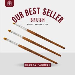 Global Fashion Professional Round Nail Art Brush, #4, Brown