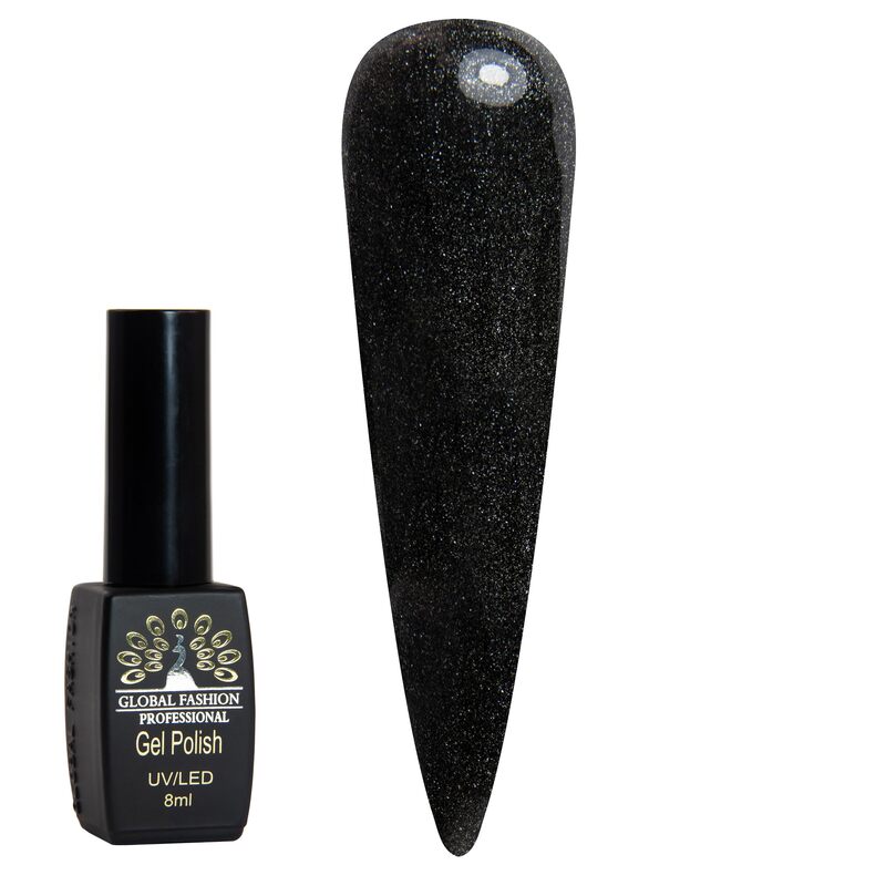 Global Fashion Professional Black Elite Gel Polish, 8ml, 376, Black