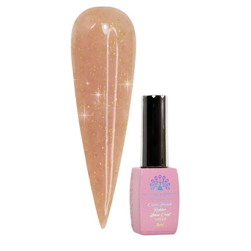 Global Fashion Professional Non-Toxic Flakes Base Coat Nail Polish, Long-Lasting Vegan Cruelty-Free, 8ml, 05, Beige