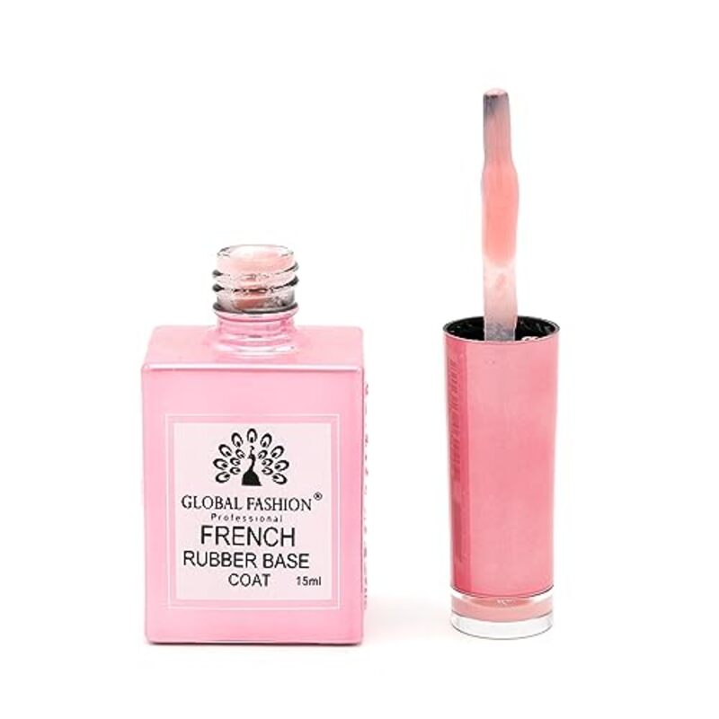 Global Fashion Professional French Rubber Long-Lasting, Durable & Chip-Resistant Gel Nail Polish Base Coat, 05, Pink