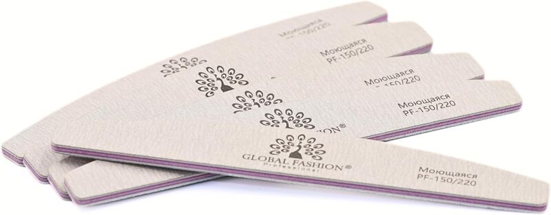 Global Fashion Professional Washable Nail File Set, 150/220, 24 Pieces, White