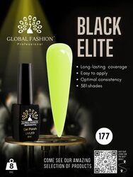 Global Fashion Professional Black Elite Gel Nail Polish, 8ml, 177, Green