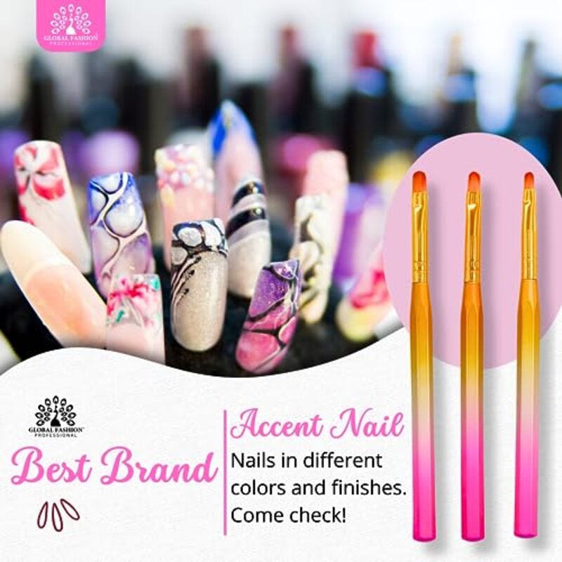 Global Fashion Professional Nail Art Gradient Pen UV Gel Brush #4, Multicolour