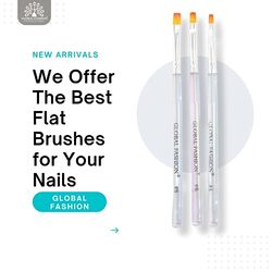 Global Fashion Professional Nail Art Gel-Flat Brush Set #4, White