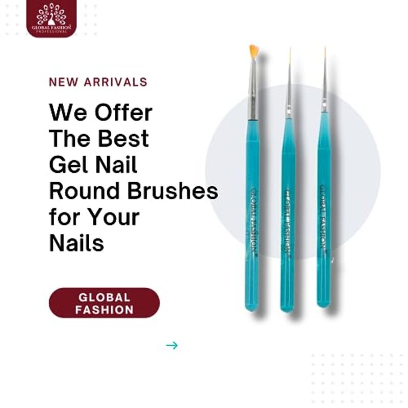 Global Fashion Professional Art Liner Dotting Nail Art Brush, 9mm, Blue