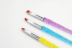 Global Fashion Professional Nail Art Brush Kit with Flat & Oval Brushes Flat Synthetic Kit 2, Multicolour