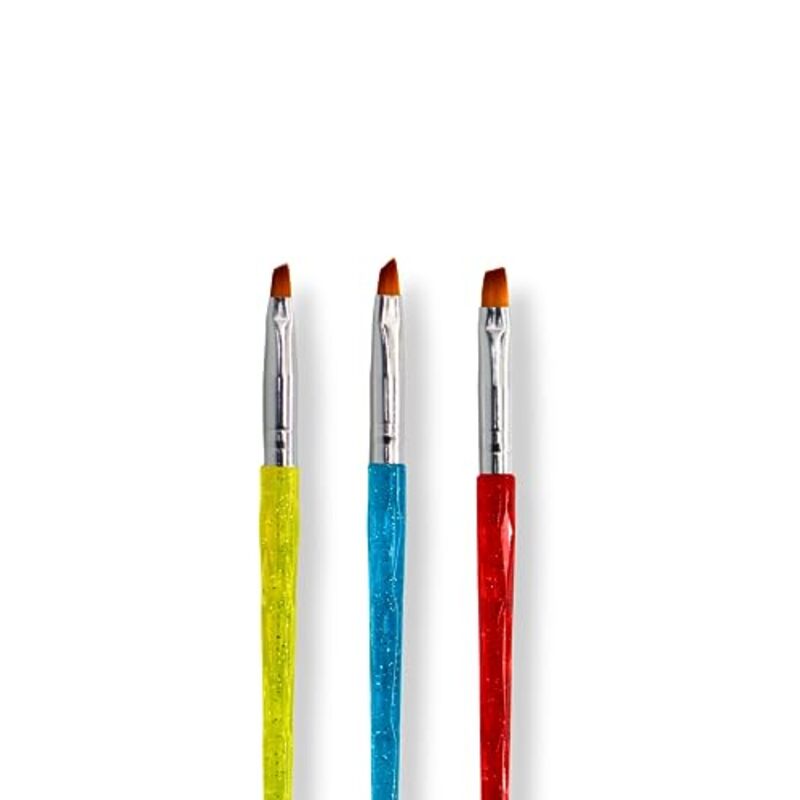 Global Fashion Professional Flat & Oval Nail Art Brush Kit, 3 Pieces, Multicolour