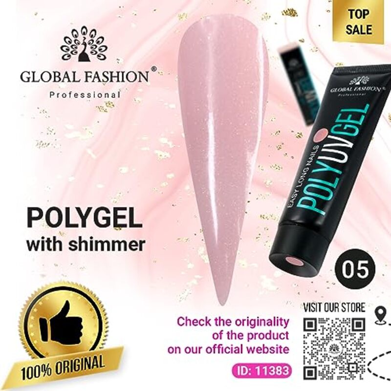 Global Fashion Professional Easy Long-Lasting Salon-Quality Nails Poly UV Gel, 05, Pink