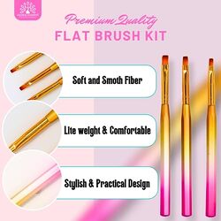 Global Fashion Professional Nail Art Gradient Pen with Flat Fine Brush #4, Multicolour