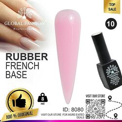Global Fashion Professional French Rubber Base Coat UV/LED Nail Polish, Long-Lasting & Chip-Resistant, 8ml, 10, Pink