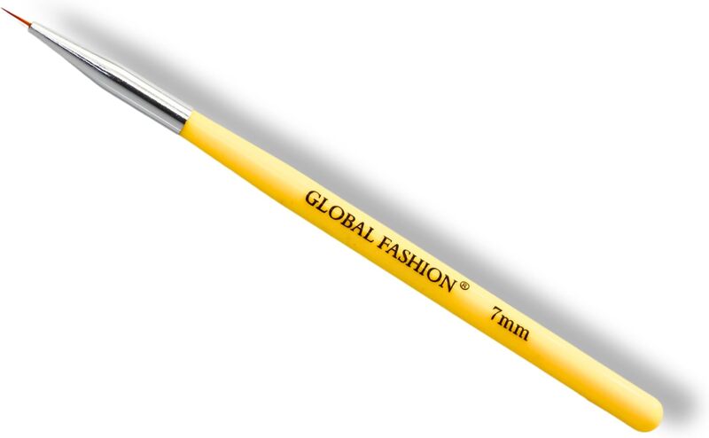 Global Fashion Professional Fine Liner Nail Art Brush, 7mm, Yellow