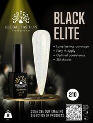 Global Fashion Professional Black Elite Gel Nail Polish, 8ml, 210, Multicolour