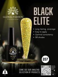 Global Fashion Professional Black Elite Gel Nail Polish, 381 Colors of Long-Lasting Elegance, 8ml, 207, Gold