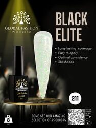 Global Fashion Professional Black Elite Gel Nail Polish, 8ml, 211, Green