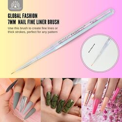 Global Fashion Professional Acrylic Nail Fine Liner Brush Set, 3 Pieces, White