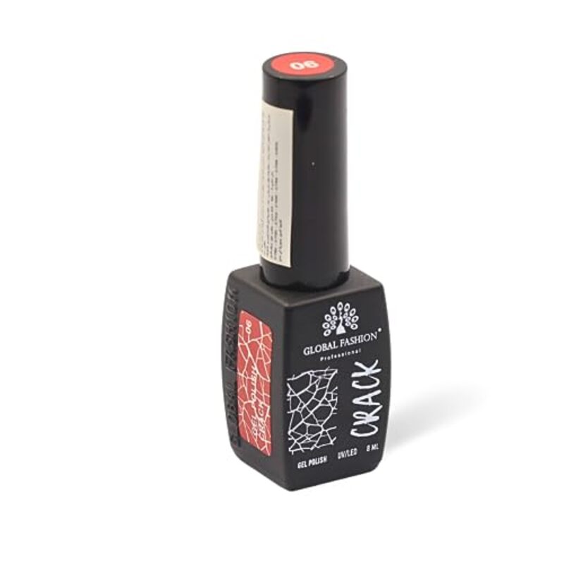 Global Fashion Professional Captivating Cracked Effects Gel Nail Polish, 8ml, No. 06, Red