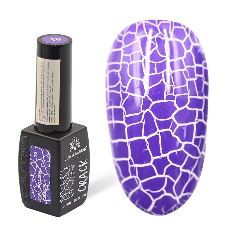 Global Fashion Professional Captivating Cracked Effects Gel Nail Polish, 8ml, No. 10, Purple