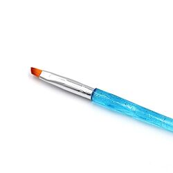 Global Fashion Professional Nail Art Brush, Flat Synthetic #6, Blue