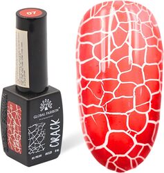 Global Fashion Professional Captivating Cracked Effects Gel Nail Polish, 8ml, No. 07, Red