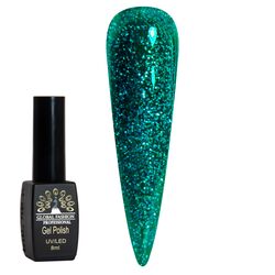 Global Fashion Professional Black Elite Gel Nail Polish, 8ml, 163, Green