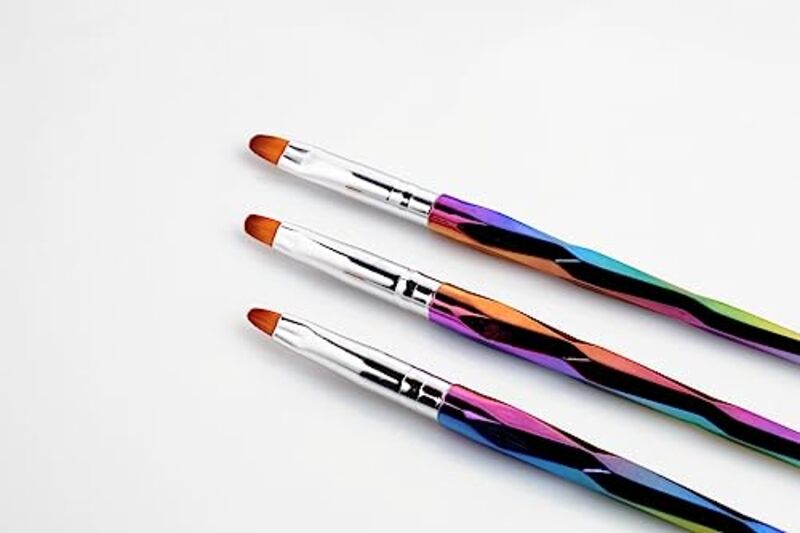 Global Fashion Professional Enhance Your Nail Art UV Gel Oval Brush Set, 3 Pieces, Multicolour