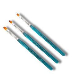 Global Fashion Professional Fine Bristle Nail Art Brush Set, 3 Pieces, Blue