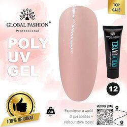 Global Fashion Professional Durable and Easy Long-Lasting Nail Enhancements Poly UV Gel, 12, Pink