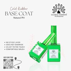 Global Fashion Professional Non-Burning Cold Rubber Base Coat Ideal for Thin, Sensitive and Damaged Nails, 15ml, Clear