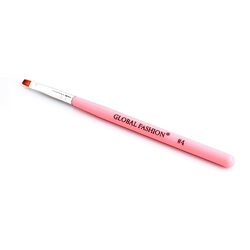 Global Fashion Professional Flat Nail Art Brush, #4, Pink