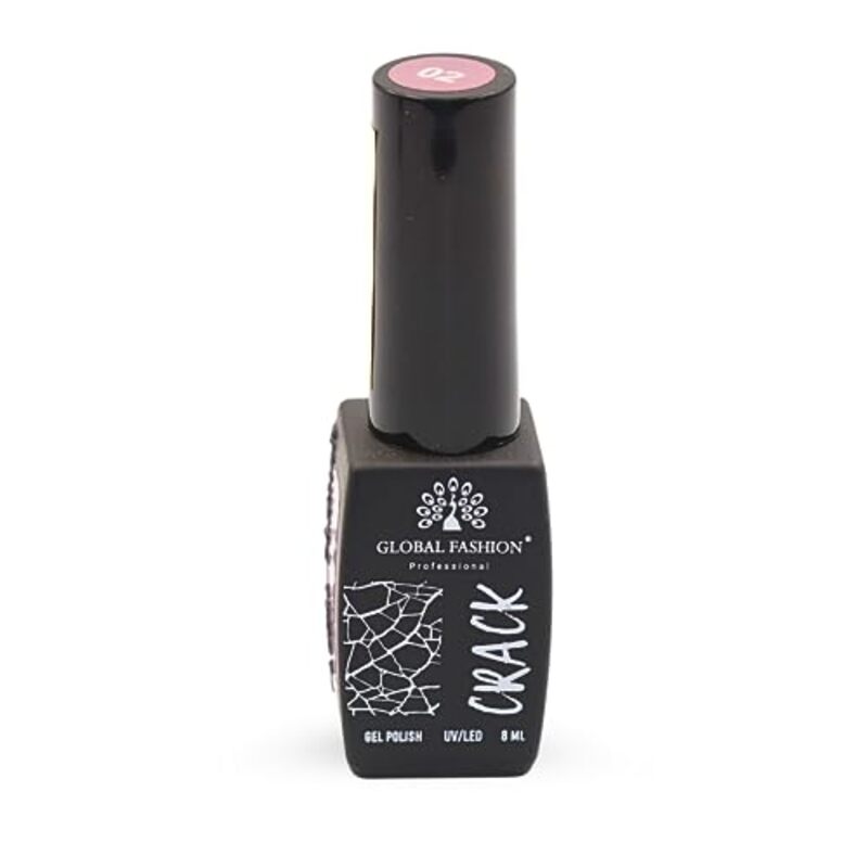 Global Fashion Professional Captivating Cracked Effects Gel Nail Polish, 8ml, No. 02, Lavender