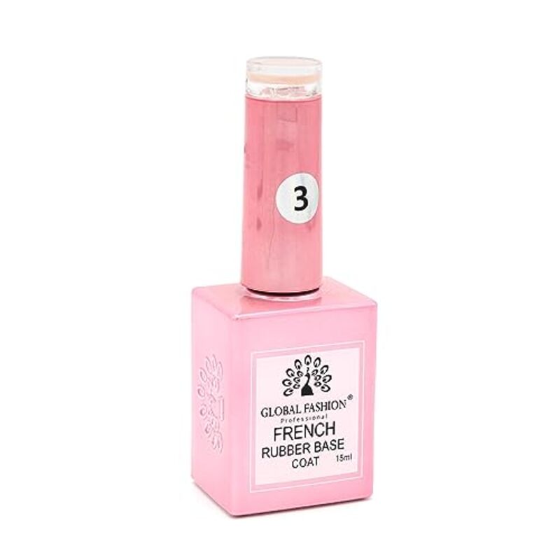 Global Fashion Professional French Rubber Base Coat, 15ml, 03, Brown