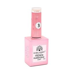 Global Fashion Professional French Rubber Base Coat, 15ml, 03, Brown