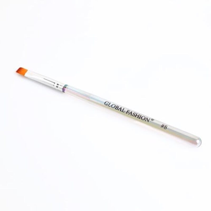 Global Fashion Professional Nail Art Flat Brush, #8, Clear