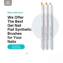 Global Fashion Professional Gel Nail Flat Synthetic Brush Set, 3 Pieces, Clear