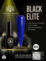 Global Fashion Professional Black Elite Gel Nail Polish, 8ml, 055, Blue