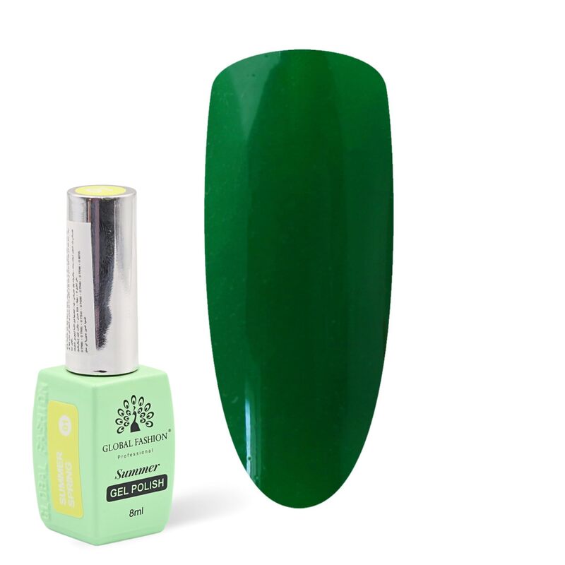 Global Fashion Professional Summer/Spring 36 Colors Collection Gel Nail Polish, Long Lasting Non-Toxic, 8ml, 09, Green