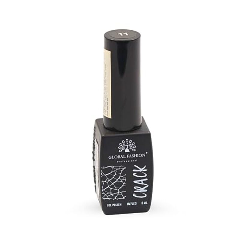 Global Fashion Professional Captivating Cracked Effects Gel Nail Polish, 8ml, No. 11, Black